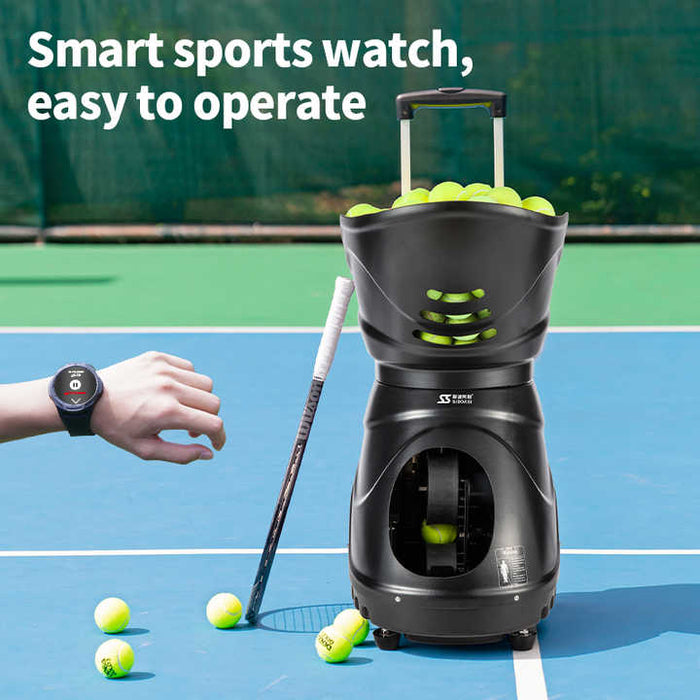 Smart Tennis Ball Training Machine Controlled By Watch